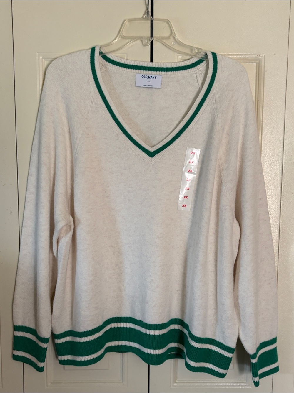 Preppy Varsity Womens Old Money Tenniscore Sweater NWT Golf Soft Old Navy Sz.2X